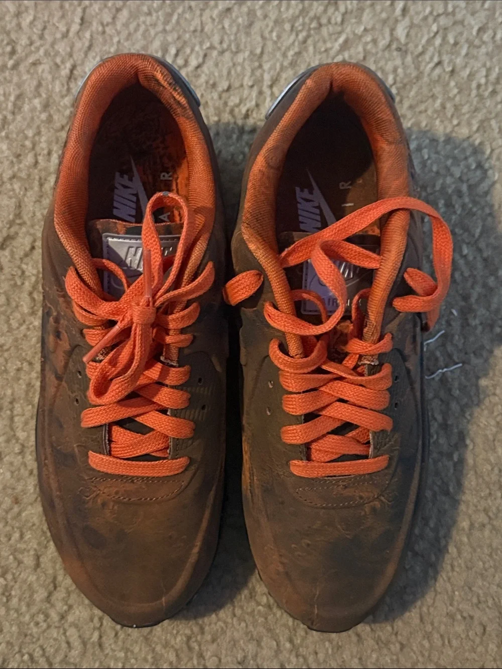 Nike Air Men’s Brown Sneakers with Orange Laces